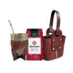 Combo Matero - Mate Imperial Marron Guarda ACERO+ Media Canasta Marron + 500g Yerba Cruz de Malta Seleccion Especial + Bombilla de regalo