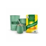 Combo Matero - Mate Acero Inoxidable Verde con Bombilla + Latas Matero Verde + Yerba Mañanita x250g