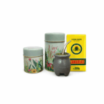 Combo Matero - Mate Quechua Gris + Yerba Canarias 250g + Yerbera/Azucarera "vivi el hoy" + Bombilla