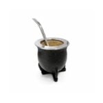 Mate Camionero Interior Calabaza Color Negro Virola ACERO + Bombilla de Regalo