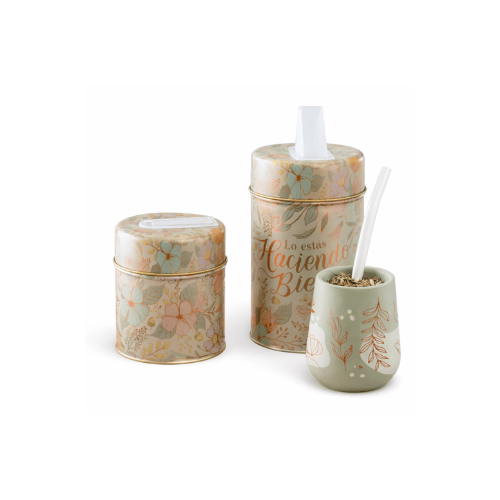 centella - 2026-02-22T155521.550 Combo Matero - Yerbera/Azucarera Lata "Lo Estas Haciendo Bien" + Mate Nordico Oliva + Bombilla - Imagen 1