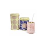 Combo Matero - Yerbera/Azucarera Lata + Mate Nordico Rosa + Bombilla