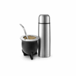 Combo Matero - Termo Bala Acero Inoxidable 1L + Mate Camionero Negro + Bombilla de Regalo