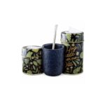 Combo Matero - Mate 3D Diseño Flores (negro) + Yerbera/Azucarera Lata "Hoy Puede Ser Ese Dia"