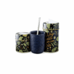 Combo Matero - Mate 3D Diseño Flores (negro) + Yerbera/Azucarera Lata "Hoy Puede Ser Ese Dia"