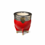 Mate Imperial River Plate, Cuero Croco con Guarda y Base de Alpaca, Color Rojo (13x10cm aprox.) - Imagen 3