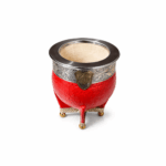 Mate Imperial River Plate, Cuero Croco con Guarda y Base de Alpaca, Color Rojo (13x10cm aprox.) - Imagen 2