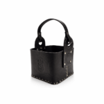 Canasta Matera Diseño Pelota, Premium 100% Cuero Primera Calidad, Color Negro (AFA)