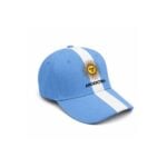 Gorra de Gabardina, ARGENTINA Color Celeste con Franja Blanca, Sol y Escudo Nacional Bordado
