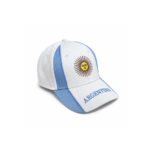 Gorra de Gabardina, ARGENTINA Color Blanco con Detalles Celestes y Sol Bordado