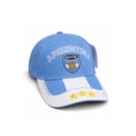 Gorra de Gabardina ARGENTINA, Celeste y Blanca con Escudo, 3 Estrellas y el "10" Bordado