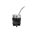 Combo Matero - Termo Acero Inoxidable 1.2L con Manija (negro)+ Mate Imperial Negro con Bombilla + Canasta Matera Uruguaya (negro) + Yerba Taragui 250g - Imagen 2
