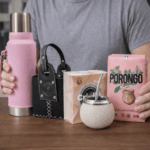 Combo Matero - Termo Acero Inoxidable 1.2L con Manija (rosa)+ Mate Criollo Ceramica (rosa) con Bombilla + Canasta Matera Uruguaya Negra + Yerba Porongo 500g - Imagen 2