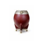 Mate Torpedo Virola Cincelada Dije Sol - Color Marron (Base Bolitas) (14x7cm aprox.)