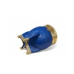 Mate Imperial Boca Juniors, Cuero Croco con Guarda y Base de Alpaca Dorada, Color Azul (13x10cm aprox) - Imagen 5