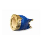 Mate Imperial Boca Juniors, Cuero Croco con Guarda y Base de Alpaca Dorada, Color Azul (13x10cm aprox) - Imagen 3