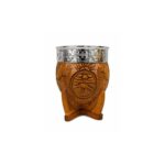 Mate Imperial Calabaza Cuero Tallado Escudo de Argentina, Color SUELA + Bombilla de Regalo (13x10 cm aprox)