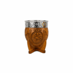 Mate Imperial Calabaza Cuero Tallado Escudo de Argentina, Color SUELA + Bombilla de Regalo