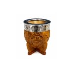 Mate Imperial Calabaza Cuero Tallado Escudo de Argentina, Color SUELA + Bombilla de Regalo (13x10 cm aprox) - Imagen 2