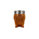 Mate Imperial Calabaza Cuero Tallado Escudo de Argentina, Color SUELA + Bombilla de Regalo (13x10 cm aprox) - Imagen 6