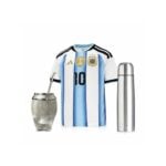 Combo Mundial , Camiseta Seleccion Argentina 2026 + Mate Torpedo Crudo con Bombilla + Termo Bala 1L