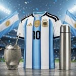 Combo Mundial , Camiseta Seleccion Argentina 2026 + Mate Torpedo Crudo con Bombilla + Termo Bala 1L - Imagen 2