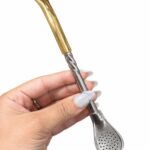 Bombillon CAÑO LABRADO pico de loro ALPACA/BRONCE (17cm) - Imagen 3