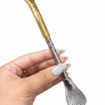 Bombillon CAÑO LABRADO pico de loro ALPACA/BRONCE (17cm) - Imagen 3