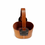 Media Canasta Matera, 100% Cuero, Color Marron Claro y Oscuro con Diseño - Imagen 2