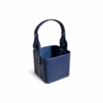 Canasta Matera Diseño Pelota, Premium 100% Cuero Primera Calidad, Color Azul (AFA)