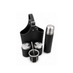 Set Completo Mate, Bombilla, Azucarera, Yerbera y Termo 1L Eco Cuero Liso con CANASTA RIGIDA NEGRA - Imagen 2