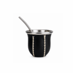 Set Completo Mate, Bombilla, Azucarera, Yerbera y Termo 1L Eco Cuero Liso con CANASTA RIGIDA NEGRA - Imagen 9
