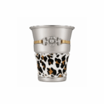Mate Iron Doble Capa Acero Cuero Animal Print - Color Blanco