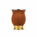Mate Camionero Copita Calabaza Virola Acero Cuero Carpincho - Color Marron