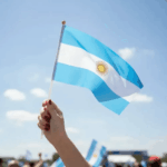 Bandera Argentina Tela 20x28x40cm Argentina Con Palito