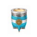 Mate Imperial Bandera Argentina, Virola Y Base Alpaca con Dije Sol - Imagen 6