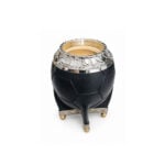 Mate Torpedo Calabaza, Cuero Negro Diseño Pelota (13x8cm aprox.) - Imagen 3