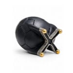 Mate Torpedo Calabaza, Cuero Negro Diseño Pelota (13x8cm aprox.) - Imagen 2