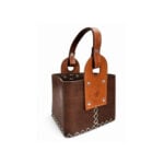 Canasta Matera Uruguaya, 100% Cuero Premium, Color Marron Estilo Madera