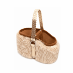 Media Canasta Premium Pelo Vacuno Manija Costura En Tiento - Color Beige