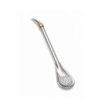 Bombilla Extra Curva de Acero, Base Pala Cuchara y Dije Dorado (18cm aprox) - Imagen 5