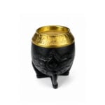 Mate Torpedo Calabaza Virola Bronce Cincelada Cuero Tallado Color NEGRO (14x9cm aprox.) - Imagen 6