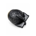 Mate Torpedo Calabaza Virola Bronce Cincelada Cuero Tallado Color NEGRO (14x9cm aprox.) - Imagen 5