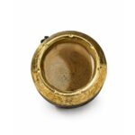 Mate Torpedo Calabaza Virola Bronce Cincelada Cuero Tallado Color NEGRO (14x9cm aprox.) - Imagen 3