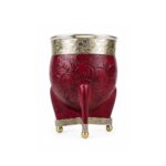 Mate Imperial Calabaza, Cuero Tallado con Base Bolitas (Color Marron) (12x9cm aprox) - Imagen 11
