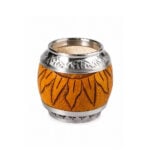 Mate Roma Calabaza, Cuero Tallado, Virola Y Base Cincelada, Color Suela (10x8cm aprox) - Imagen 6