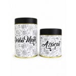 Set Latas Azucarera Y Yerbera Ilustradas - Color Blanco