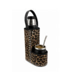 Porta Termo y Porta Mate, Cuero Premium Animal Print - Imagen 2
