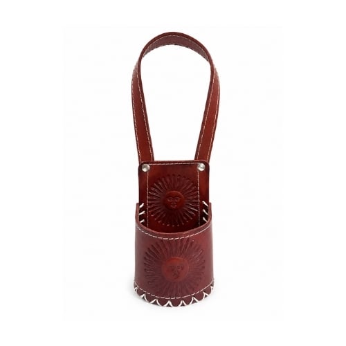 marroc (70) Porta Mate de Cuero, Diseño Sol Argentino - Color Marron - Imagen 1
