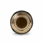 Mate Torpedo Calabaza, Virola de Alpaca Cincelada, Cuero Repujado y Base de Bolitas (Color Negro)(13x8cm aprox.) - Imagen 6